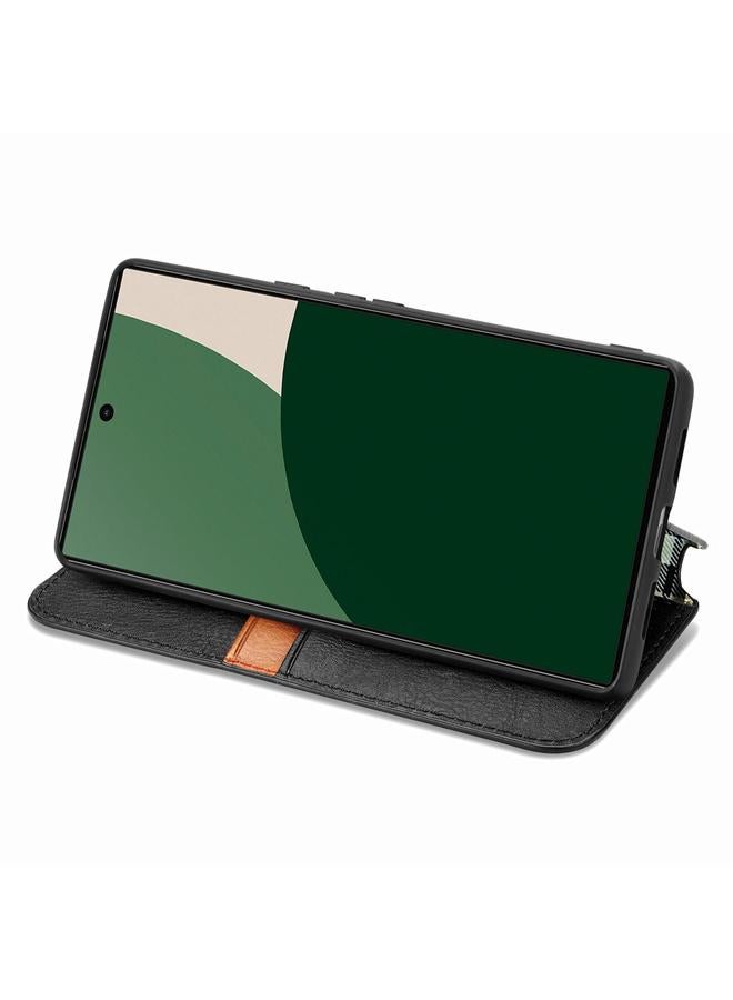 Zaboon Case For Fujitsu Arrows We2 / F-52E Cubic Grid Pressed Magnetic Leather Phone Case - Image 4