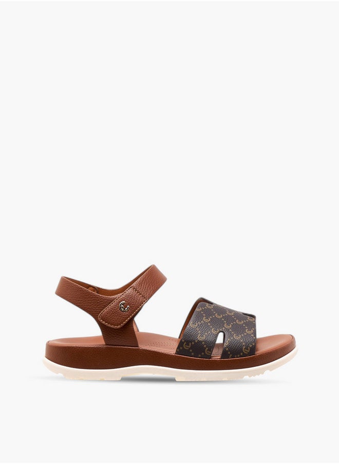 Le Confort Monogram Print Comfort Sandals with Hook and Loop Closure  - Image 3