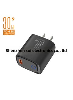 Round Lamp 1USB Charger PD20W Is Suitable For Apple Mobile Phone Power Adapter QC3.0 Fast Charging European And American Regulations-Color:Us Standard Black-Specifications:20W