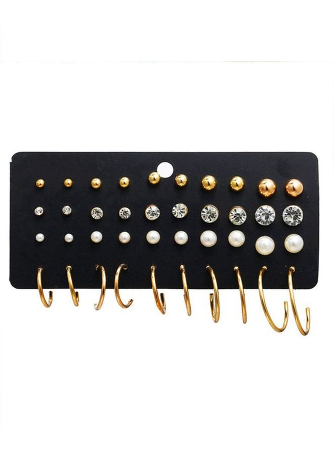 20-Pairs of unique women earrings with variety of designs encrusted with crystals gold color