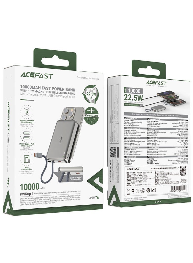 ACEFAST M18 PD22.5W power bank 10000mAh with wireless charging and cable. - Image 5