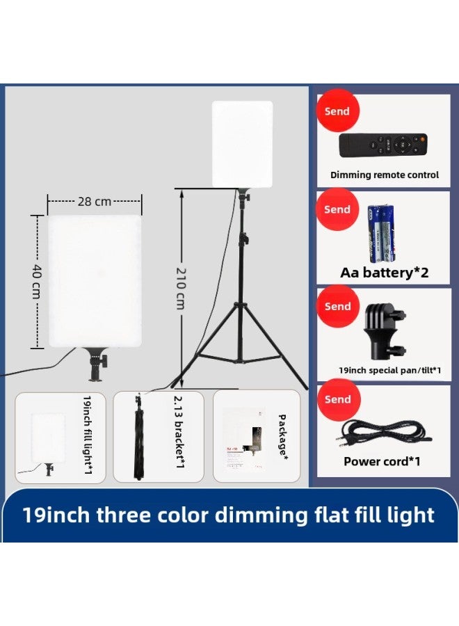 إسكدنيا Flat Panel Lamp Series 19 Inch Photography LED Fill Light Photography Shooting Light Photo Beauty Lamp-Light Source Color: Gl- 19inch Tablet Fill Light (dual Lights + 2.1m Thick Floor Stand-750g*2) - Image 4