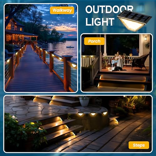 SOLPEX Solar Step Lights for Outside, 24 LEDs Solar Stair Lights Outdoor Waterproof Decor for Porch, Front Door, Stair, Step, Deck, Fence, Balcony, Patio, Wall, Yard, Garden(6 Pack, Warm White) - Image 3