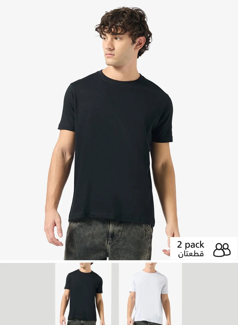 سفنتي فايف بيسيكس عبوة من  تي شيرت بياقة دائرية