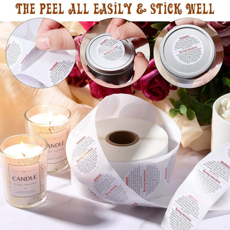 ELEPHANTBOAT ELEPHANTBOAT® 500 sheet Self adhensive Warning Lable Sticker for Candle Jar,Scented Candle Self Safety Labels Decal for 1.5 inch Making DIY Candle Jars,Handmade Candle - Image 5