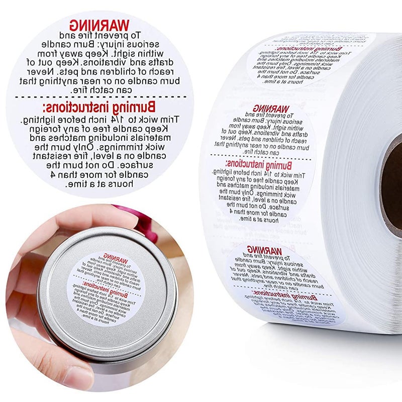 ELEPHANTBOAT ELEPHANTBOAT® 500 sheet Self adhensive Warning Lable Sticker for Candle Jar,Scented Candle Self Safety Labels Decal for 1.5 inch Making DIY Candle Jars,Handmade Candle - Image 1