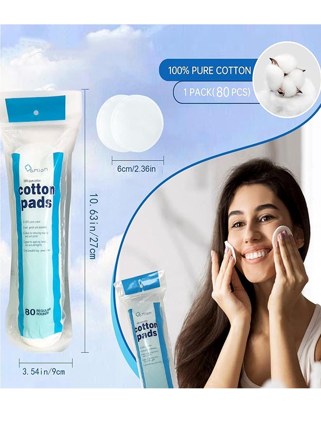 100 ٪ القطن الماكياج الخالص لإزالة الماكياج وطلاء أظافر الأظافر والتنظيف، 3 قطع لكل حزمة من 240 قطعة - Image 2