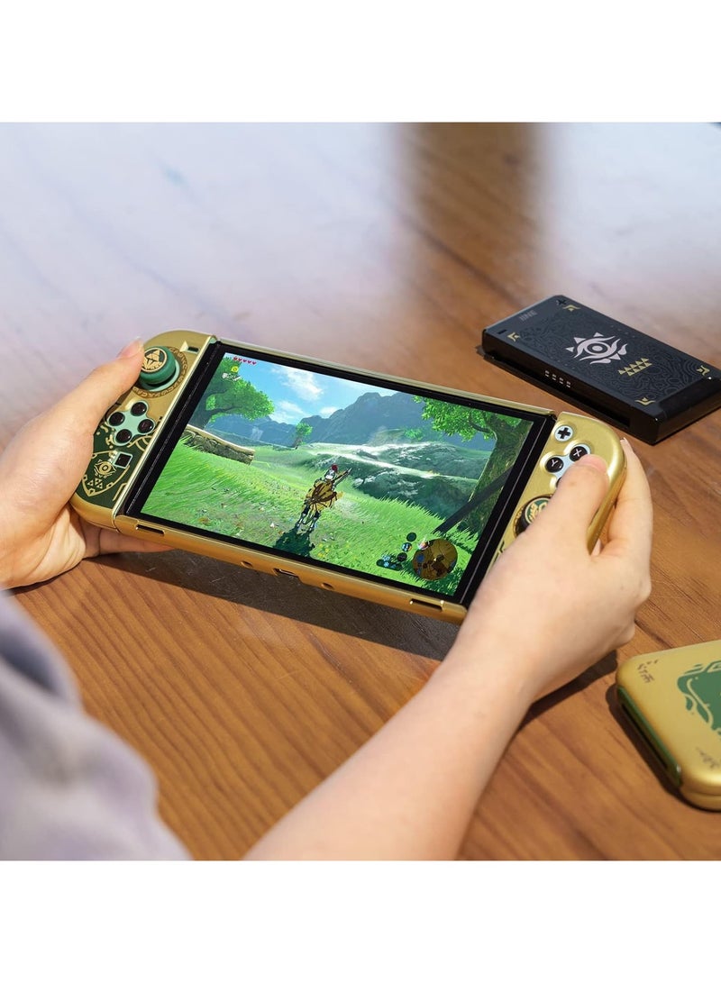 general Dockable Switch OLED case, Nintendo Switch OLED hard shell cover, case protector with comfortable Joy-Con grip cover and 2 joystick thumb caps - Image 2