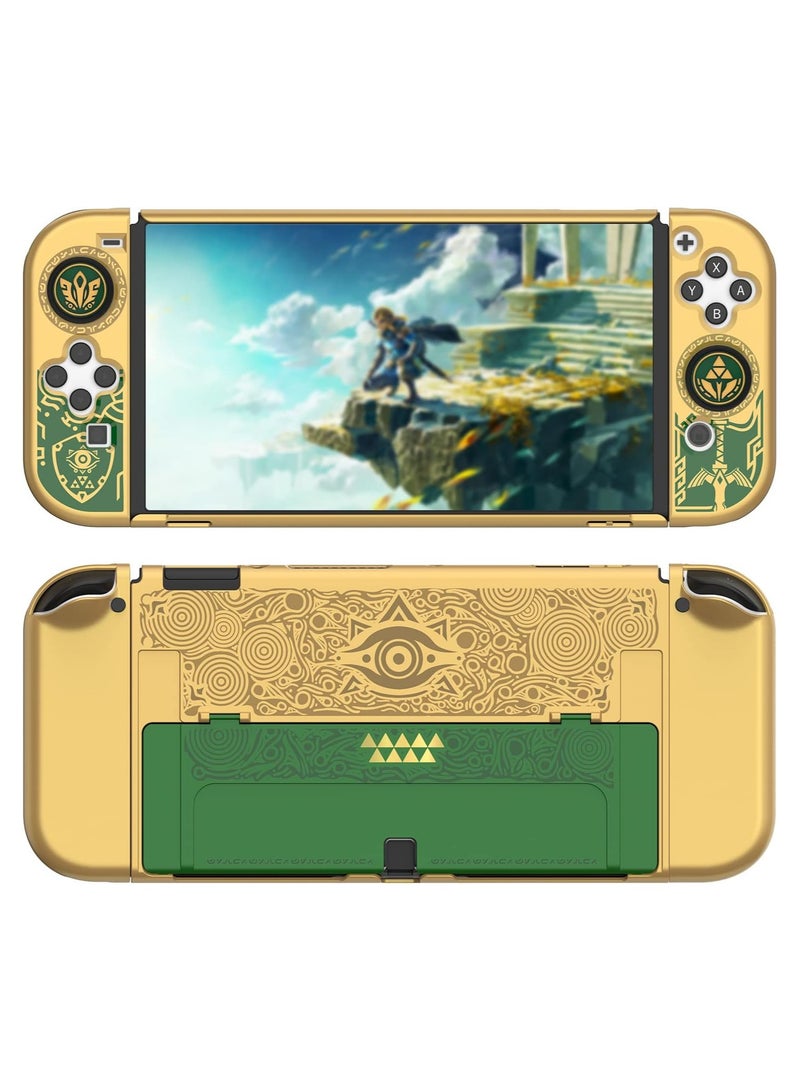 general Dockable Switch OLED case, Nintendo Switch OLED hard shell cover, case protector with comfortable Joy-Con grip cover and 2 joystick thumb caps - Image 1