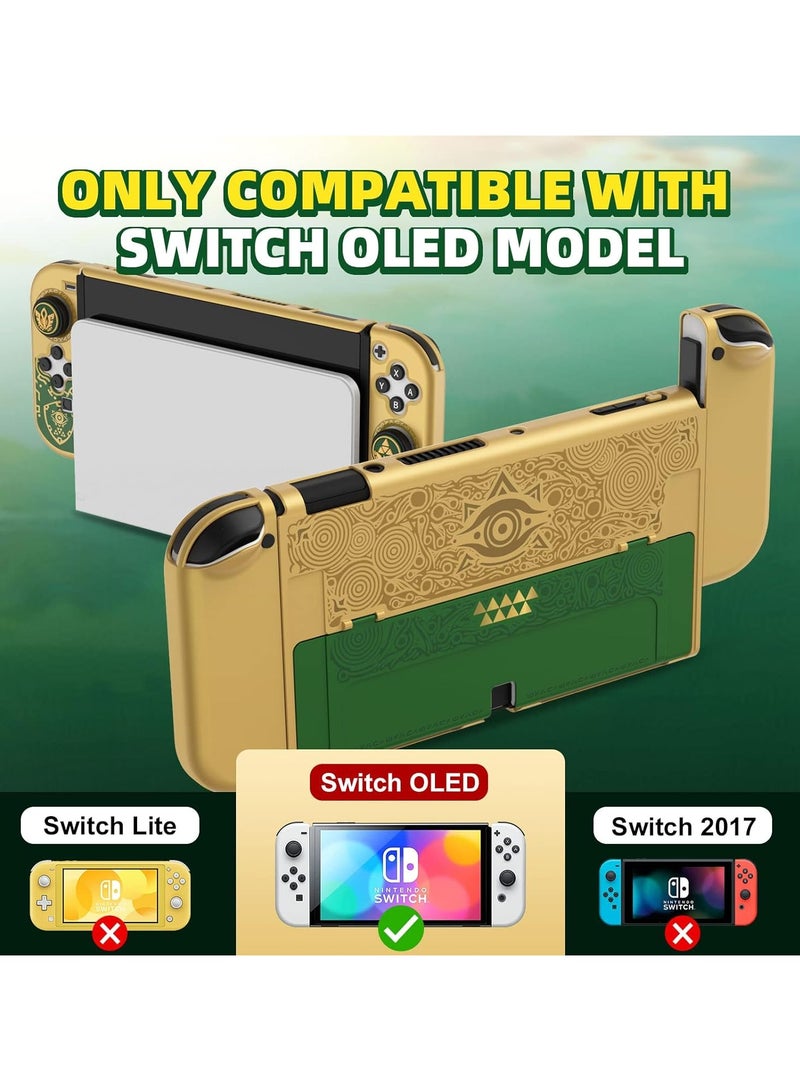 general Dockable Switch OLED case, Nintendo Switch OLED hard shell cover, case protector with comfortable Joy-Con grip cover and 2 joystick thumb caps - Image 3