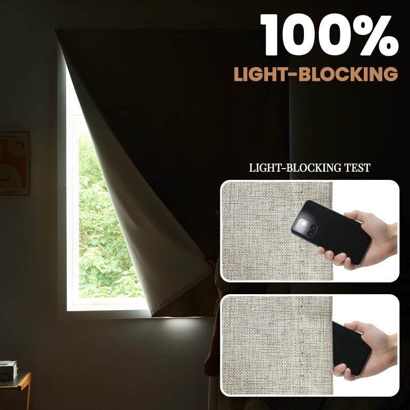 Jilron Adhesive Curtain,100% Blackout Curtains, No Drilling, Suitable for Multi-Scenes Privacy Protection (Light Beige - W35 Ã— L60 in) - Image 3