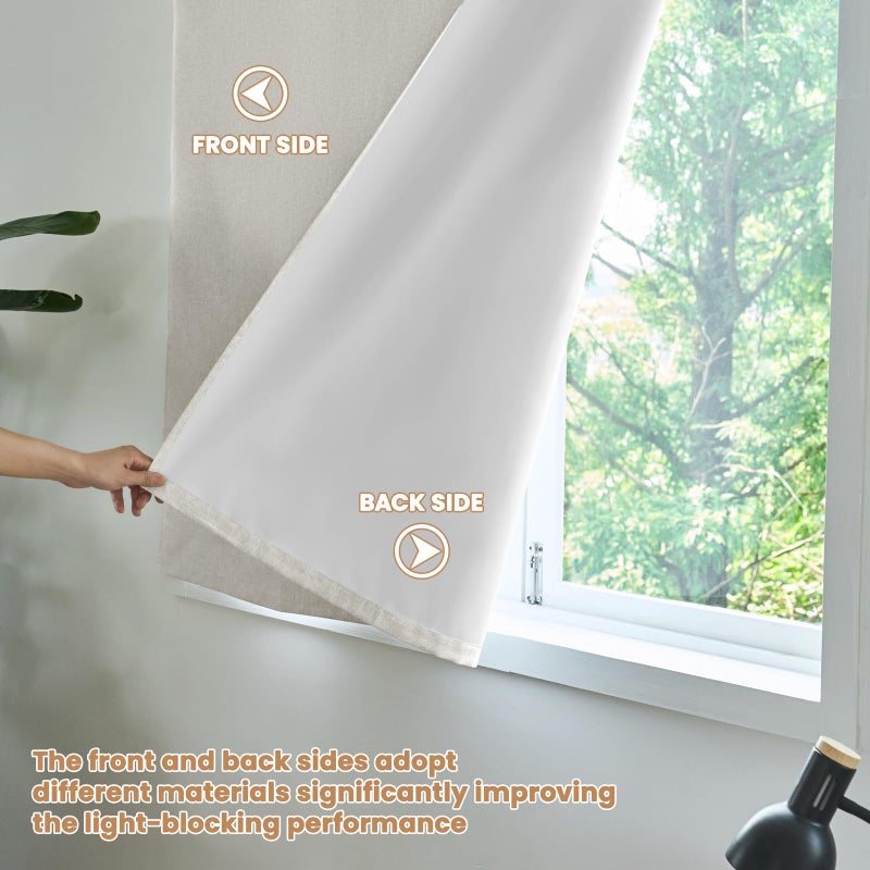 Jilron Adhesive Curtain,100% Blackout Curtains, No Drilling, Suitable for Multi-Scenes Privacy Protection (Light Beige - W35 Ã— L60 in) - Image 4