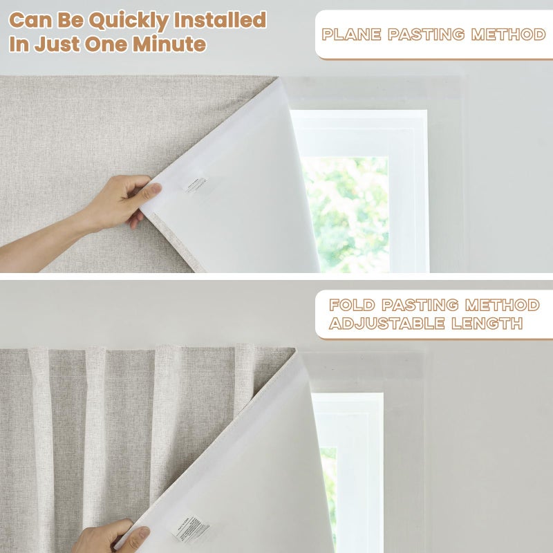 Jilron Adhesive Curtain,100% Blackout Curtains, No Drilling, Suitable for Multi-Scenes Privacy Protection (Light Beige - W35 Ã— L60 in) - Image 5