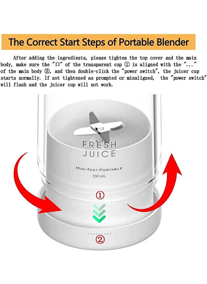 SHOPI - Personal Size Blender, Fresh Juice Mini Fast Portable Blender, Portable Smoothie Blender USB Rechargeable, Electric Juicer Cup with 4 Blades,Pink - Image 1