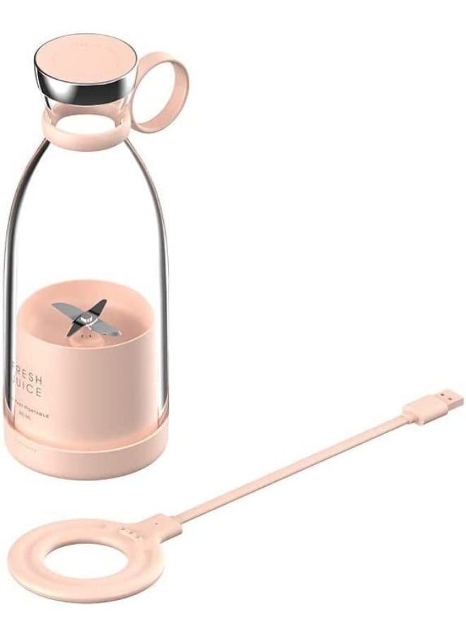SHOPI - Personal Size Blender, Fresh Juice Mini Fast Portable Blender, Portable Smoothie Blender USB Rechargeable, Electric Juicer Cup with 4 Blades,Pink - Image 1