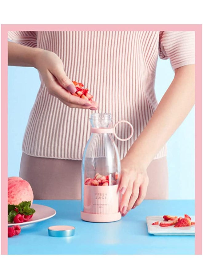 SHOPI - Personal Size Blender, Fresh Juice Mini Fast Portable Blender, Portable Smoothie Blender USB Rechargeable, Electric Juicer Cup with 4 Blades,Pink - Image 1