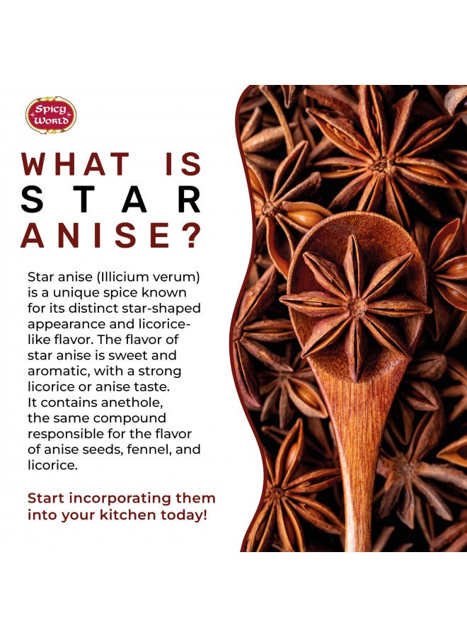 Spicy World Star Anise Whole Pods 6 Oz Bag -Premium Quality, Vegan, All Natural, Dried, Great for Baking & Tea - Image 3