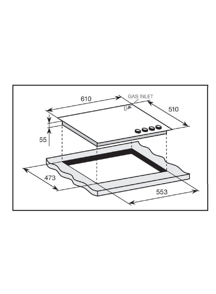 جنرال جولدن طباخ جنرال جولدين مدمج بأربع شعلات، 60×51 سم، سطح زجاجي، أمان تام، احتراق تلقائي - Image 3