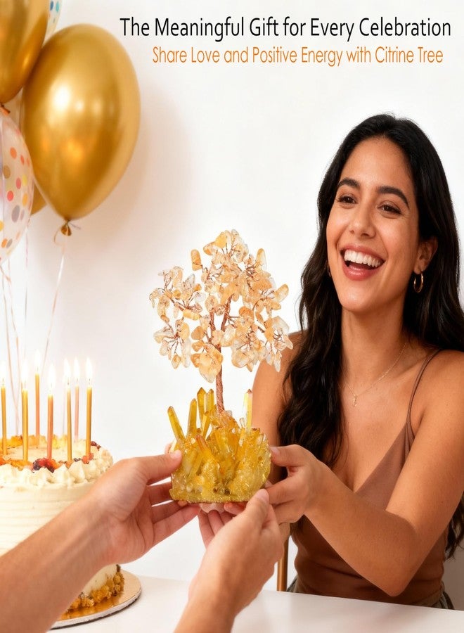 MASGEMES Natural Citrine Crystal Tree of Life,Quartz Cluster Yellow Titanium Base, Positive Energy Feng Shui Bonsai Money Tree Office Desk Home Decor for Wealth and Luck - Image 5