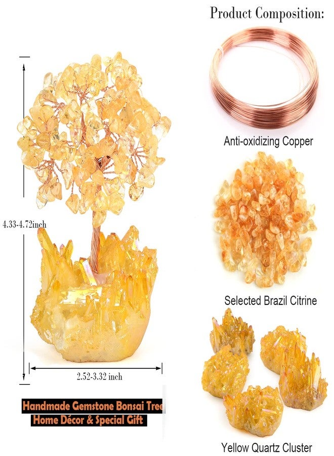 MASGEMES Natural Citrine Crystal Tree of Life,Quartz Cluster Yellow Titanium Base, Positive Energy Feng Shui Bonsai Money Tree Office Desk Home Decor for Wealth and Luck - Image 2