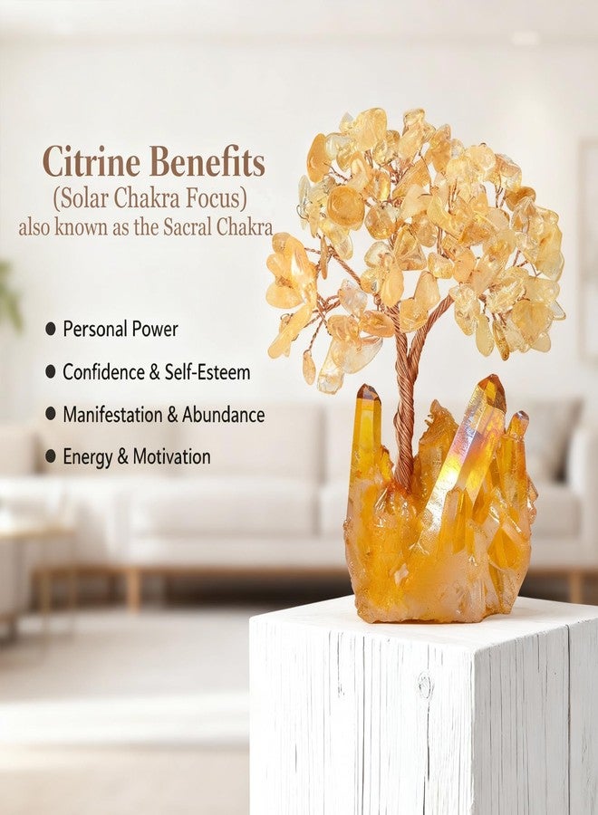 MASGEMES Natural Citrine Crystal Tree of Life,Quartz Cluster Yellow Titanium Base, Positive Energy Feng Shui Bonsai Money Tree Office Desk Home Decor for Wealth and Luck - Image 3