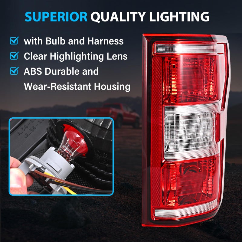BeamTrack Tail Lights Assembly Compatible with 2018 2019 2020 Ford F-150 Right Passenger Side Rear Light Brake Lamp Taillight with Bulb and Harness Replace JL3Z13404H - Image 4