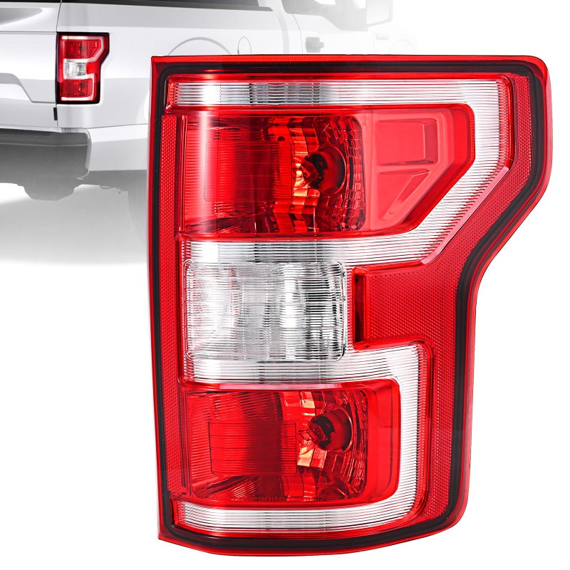 BeamTrack Tail Lights Assembly Compatible with 2018 2019 2020 Ford F-150 Right Passenger Side Rear Light Brake Lamp Taillight with Bulb and Harness Replace JL3Z13404H - Image 1