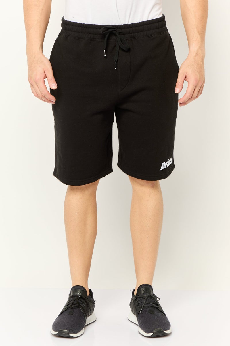 Prince Men Embroidered Logo Basic Shorts, Black - Image 1