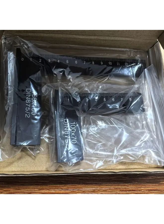 Two Piece Set Aluminum Alloy Flat Edge Angle Ruler with Base 150x100mm 100x70mm - Image 3