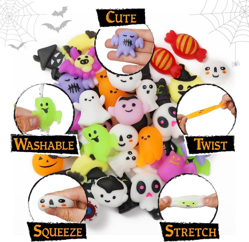 ANAB GI Mochi Squishy Toys, 5 pcs Fruit Squishy Party Favors for Kids Classroom Prize Stress Relief Squishies Bulk Gift for Birthday Pinata Goodie Bag Filler Christmas (Halloween) - Image 3
