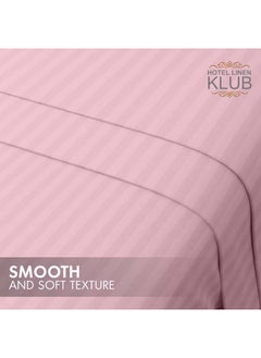 Hotel Linen Klub Stripe Microfiber Baby Pink Fitted Sheet Double 120x200 cm  - Image 5