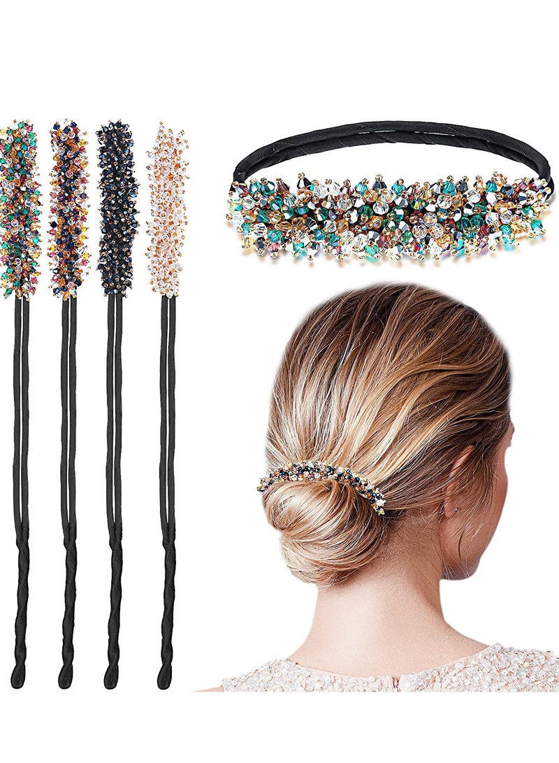 Barakah Rhinestone Hair Bun Maker 4Pcs Magic Styling Deft Elegant Easy for Convenient Hairstyle Tool DIY Accessories Women Girls - Image 1