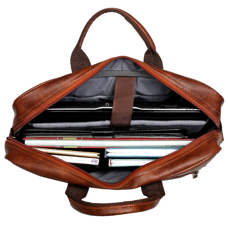 Hard Craft Messenger Office Laptop Bag for Men PU Leather Business Executive Briefcase Laptopbags Corporate Official Sling Side Shoulder File HandBag for Man Supports Laptop Upto 15.6 inches - Image 4