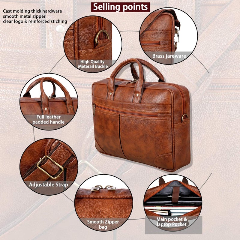 Hard Craft Messenger Office Laptop Bag for Men PU Leather Business Executive Briefcase Laptopbags Corporate Official Sling Side Shoulder File HandBag for Man Supports Laptop Upto 15.6 inches - Image 2
