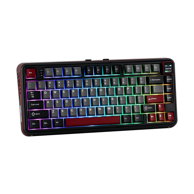 MechLands Vibe75 75% Wireless Gaming Keyboard with Screen&Knob, Joint Creamy Mechanical Keyboard with BT5.0/2.4GHz/USB-C 5-Layer Padding, RGB (Black) - Image 1