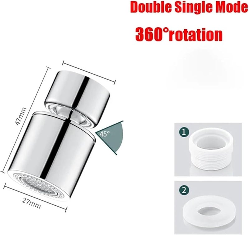 360S Double Mode S Kitchen Faucet Spray Head Adjustable 360 Rotary Splashback Tap Nozzle Bubbler Aerator - Image 3