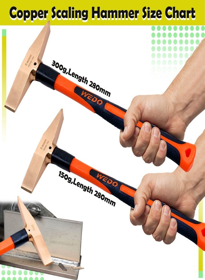 WEDO Copper Scaling Hammer,Chipping Hammer with Fiberglas Handle 300g 11''280mm - Image 2