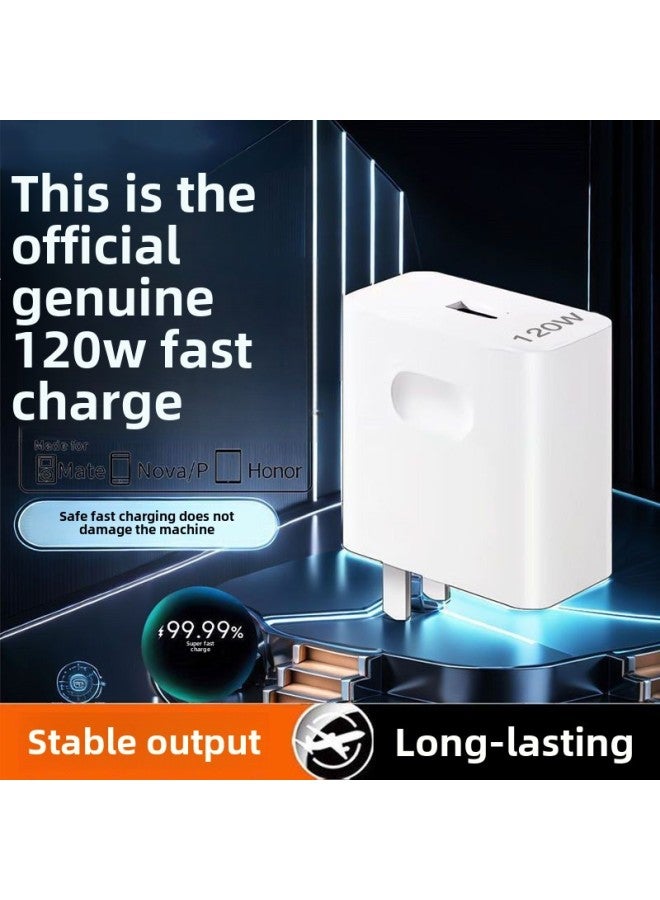 Low Temperature Fast Charging Head 120W Is Applicable To Huawei Mate60/P50/P40 Glory Mobile Phone 6A Data Line Android Universal-Color:120w Low Temperature Fast Charging Automatic Power Off When Fully Charged_certified Set Super Fast Charging Head + 1.5m  - Image 2