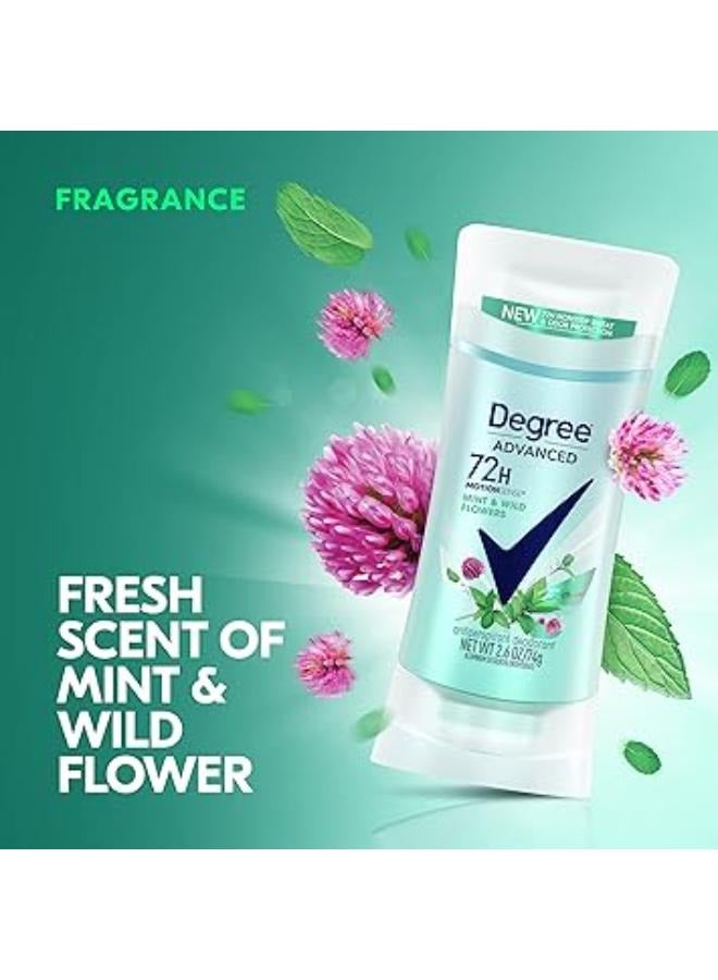 Degree Advanced, 72H MotionSense Mint & Wild Flowers Antiperspirant Deodorant 74 Grams - Image 2