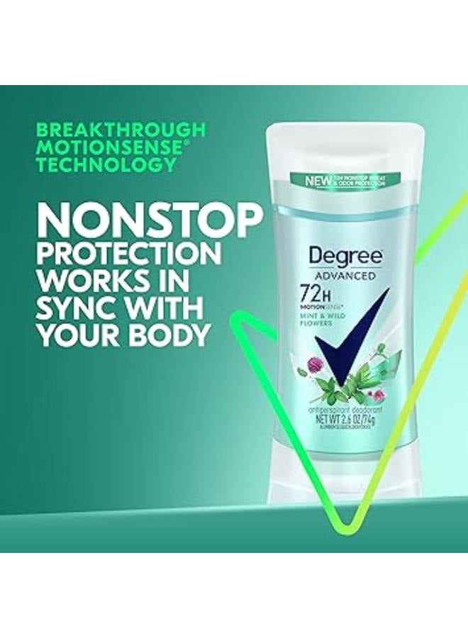 Degree Advanced, 72H MotionSense Mint & Wild Flowers Antiperspirant Deodorant 74 Grams - Image 3