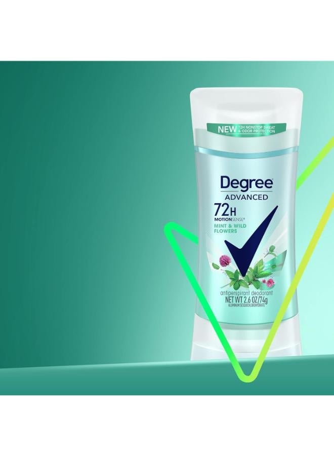 Degree Advanced, 72H MotionSense Mint & Wild Flowers Antiperspirant Deodorant 74 Grams - Image 5