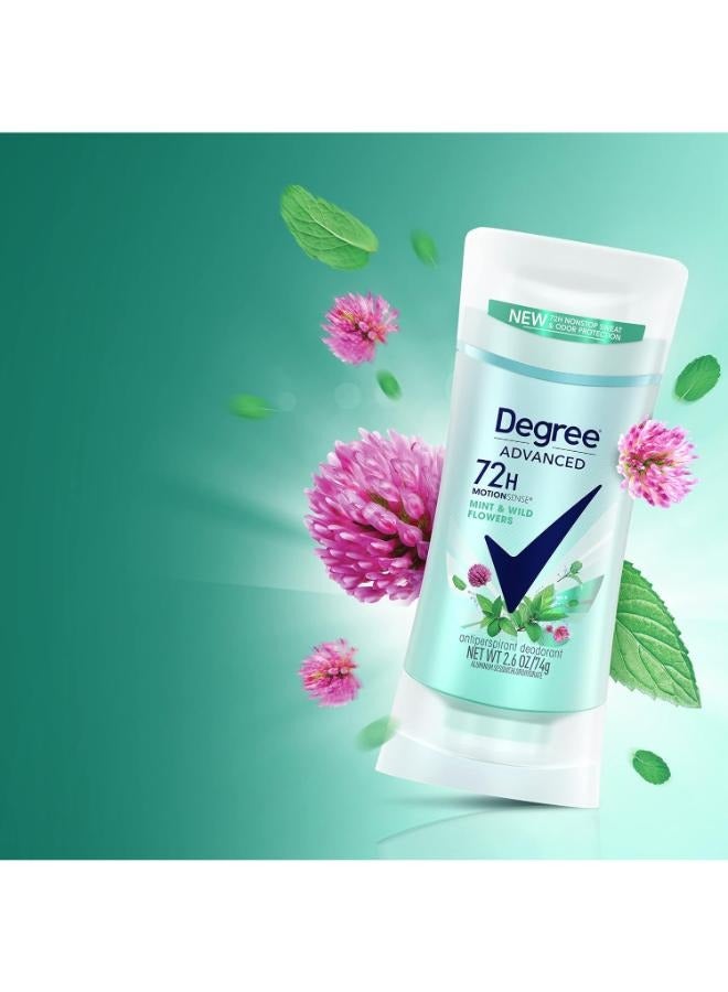 Degree Advanced, 72H MotionSense Mint & Wild Flowers Antiperspirant Deodorant 74 Grams - Image 4