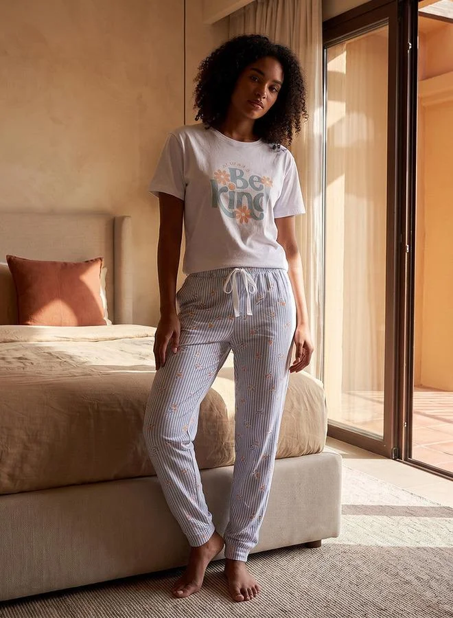 Splash FAV Fav Pyjama Set Slogan Print T-shirt & Trousers