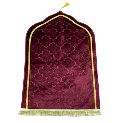 KETOSTICS® Velvet Prayer Mat 44x28 inch Musalla Janamaz for Namaz Muslim Brown (Maroon) - Image 2