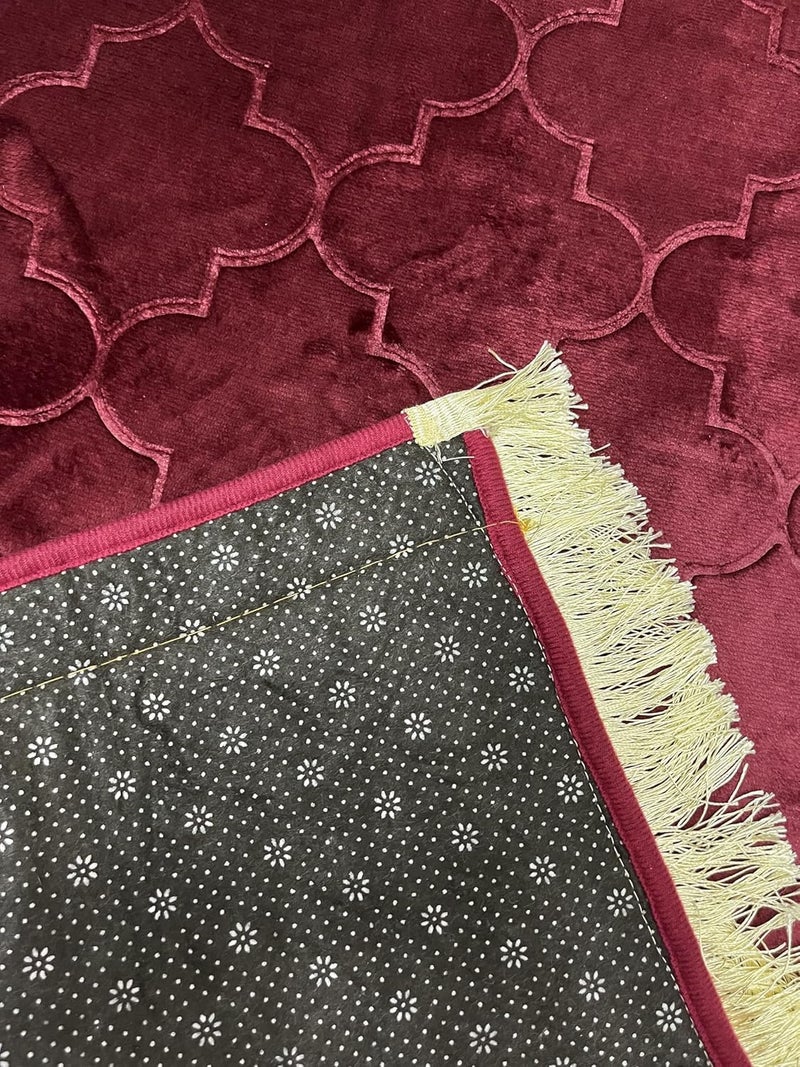 KETOSTICS® Velvet Prayer Mat 44x28 inch Musalla Janamaz for Namaz Muslim Brown (Maroon) - Image 3