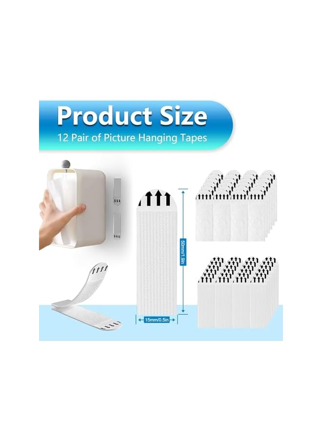 PROMASS promass Picture Hanging Strips, Removable Hook and Loop Strips for Frame Hanging Photo Frames Wall Art Hanging Frames, Posters or Trinkets (12, White X Small)  - Image 2