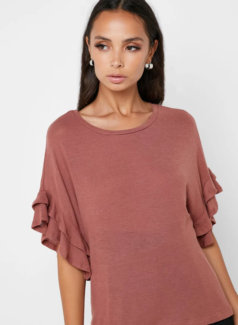 VERO MODA Ruffle Detail Short Sleeve Top