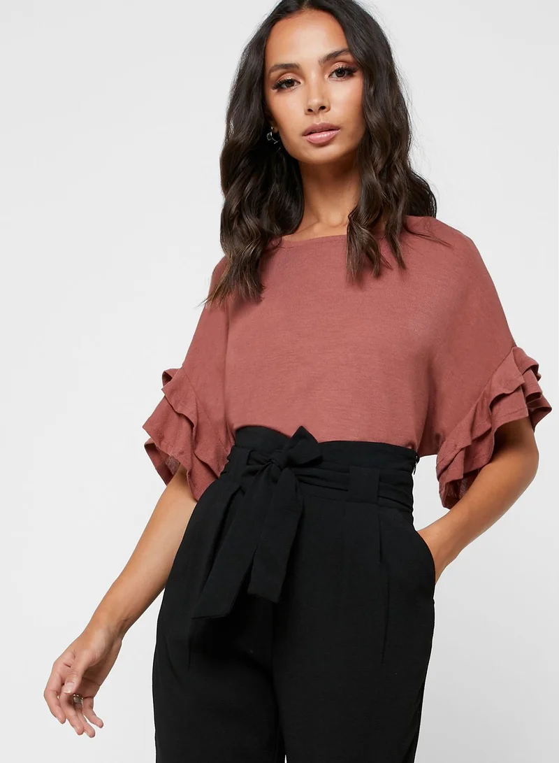 VERO MODA Ruffle Detail Short Sleeve Top