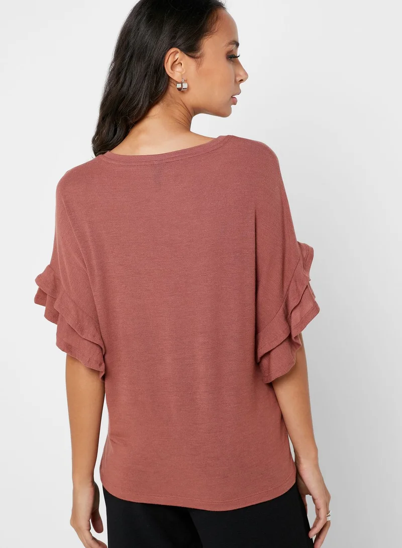 VERO MODA Ruffle Detail Short Sleeve Top