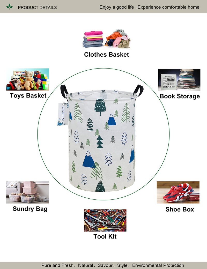 ONOEV Round Fabric Storage Bin,Decorative Basket,Organizer Basket with Handles,for Clothes Storage,books and 19.7inch(H) x 15.7inch(D) - Image 3